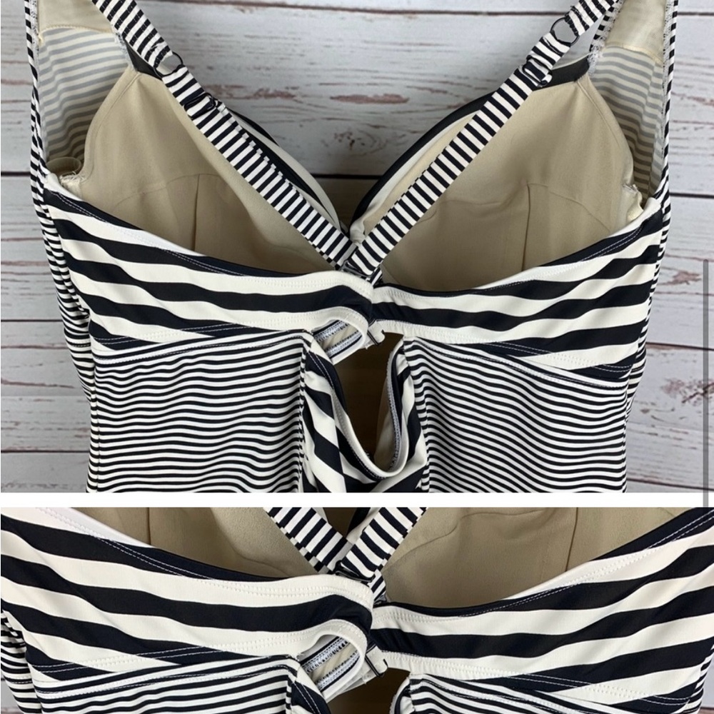 Torrid | Black Cream Striped One Piece Swimsuit - Picture 4 of 7